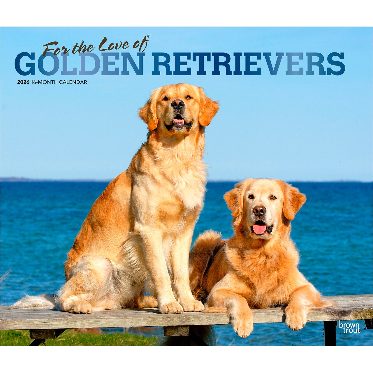 For the Love of Golden Retrievers | 2026 14 x 24 Inch (Hanging) Monthly Deluxe Wall Calendar | Foil Stamped Cover | Plastic-Free